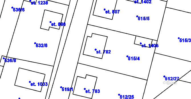Parcela st. 782 v KÚ Libochovice, Katastrální mapa