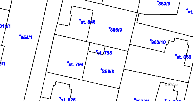 Parcela st. 795 v KÚ Libochovice, Katastrální mapa