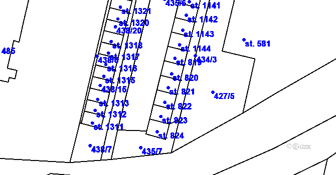 Parcela st. 821 v KÚ Libochovice, Katastrální mapa