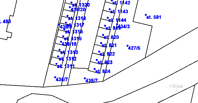 Parcela st. 822 v KÚ Libochovice, Katastrální mapa