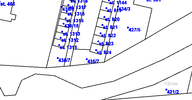Parcela st. 824 v KÚ Libochovice, Katastrální mapa