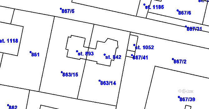 Parcela st. 842 v KÚ Libochovice, Katastrální mapa