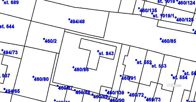 Parcela st. 843 v KÚ Libochovice, Katastrální mapa