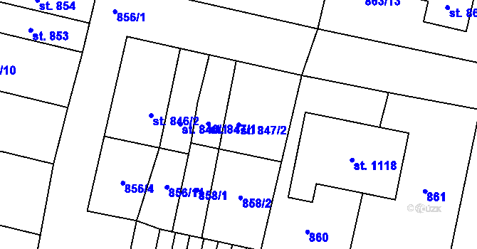 Parcela st. 847/2 v KÚ Libochovice, Katastrální mapa
