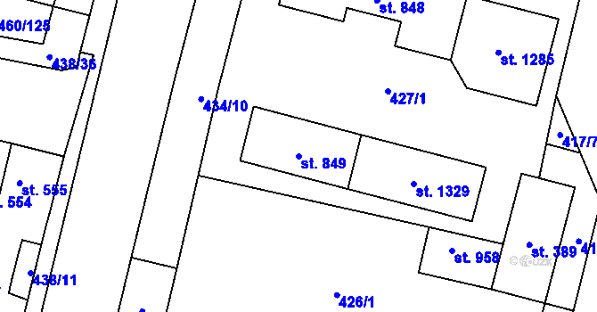 Parcela st. 849 v KÚ Libochovice, Katastrální mapa