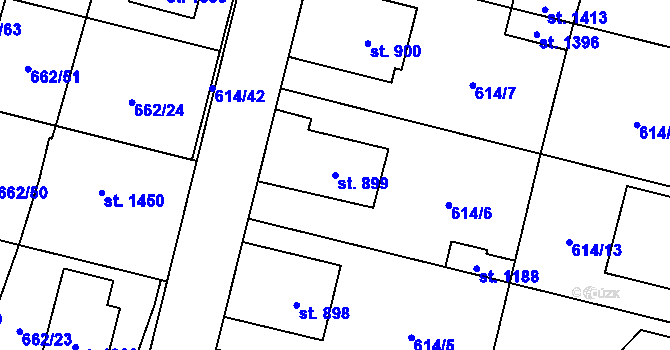 Parcela st. 899 v KÚ Libochovice, Katastrální mapa