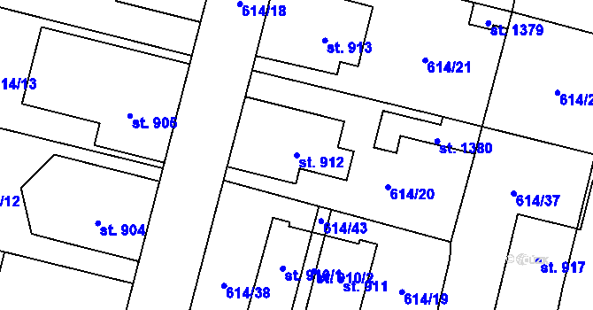 Parcela st. 912 v KÚ Libochovice, Katastrální mapa