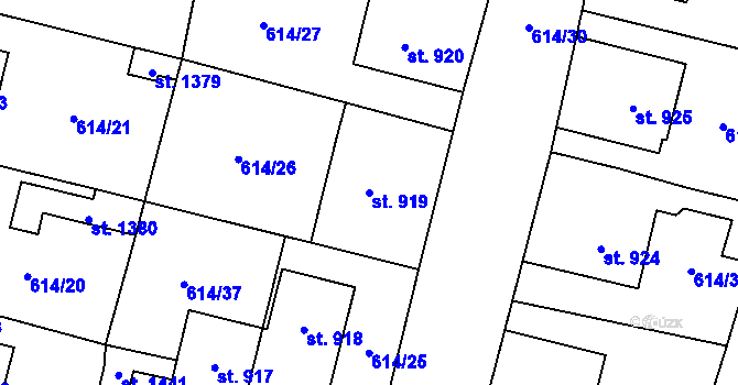 Parcela st. 919 v KÚ Libochovice, Katastrální mapa