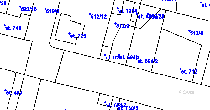 Parcela st. 928 v KÚ Libochovice, Katastrální mapa