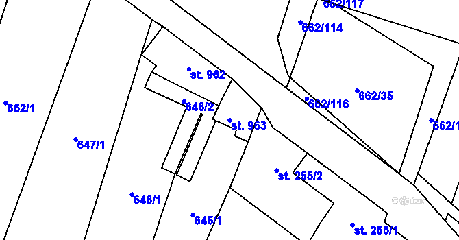 Parcela st. 963 v KÚ Libochovice, Katastrální mapa