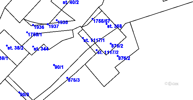 Parcela st. 1117/2 v KÚ Libochovice, Katastrální mapa