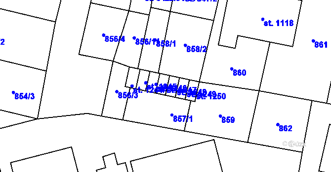 Parcela st. 1247 v KÚ Libochovice, Katastrální mapa