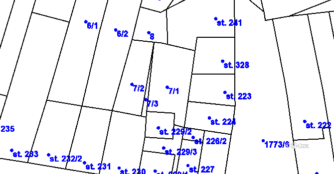 Parcela st. 7/1 v KÚ Libochovice, Katastrální mapa