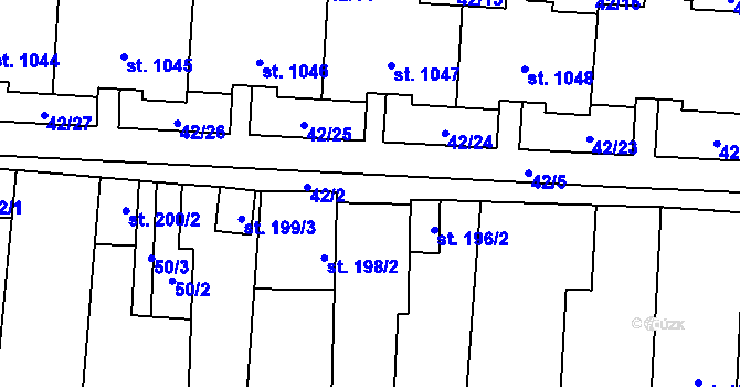 Parcela st. 42/2 v KÚ Libochovice, Katastrální mapa