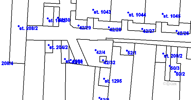 Parcela st. 42/4 v KÚ Libochovice, Katastrální mapa