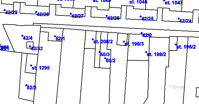 Parcela st. 50/3 v KÚ Libochovice, Katastrální mapa