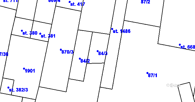 Parcela st. 84/3 v KÚ Libochovice, Katastrální mapa