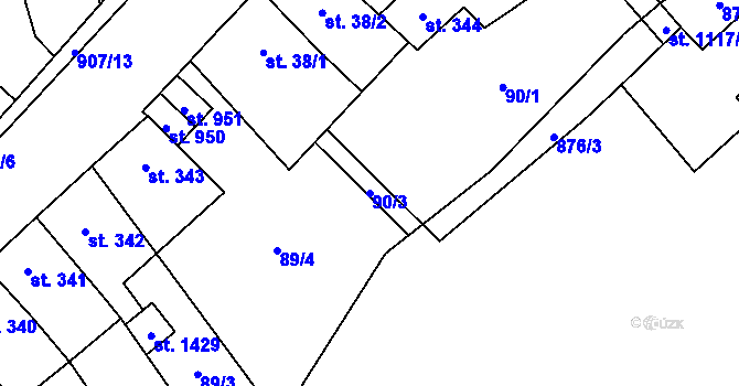 Parcela st. 90/3 v KÚ Libochovice, Katastrální mapa