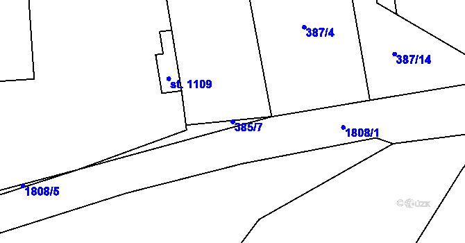 Parcela st. 385/7 v KÚ Libochovice, Katastrální mapa
