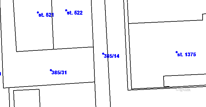 Parcela st. 385/14 v KÚ Libochovice, Katastrální mapa