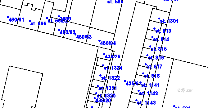 Parcela st. 438/26 v KÚ Libochovice, Katastrální mapa