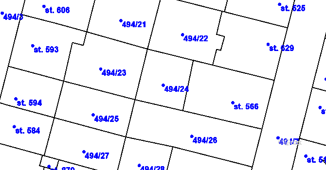 Parcela st. 494/24 v KÚ Libochovice, Katastrální mapa