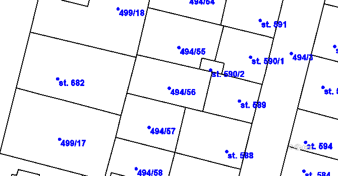 Parcela st. 494/56 v KÚ Libochovice, Katastrální mapa