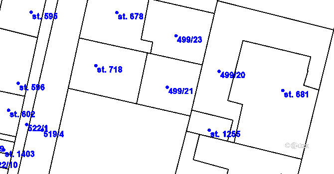 Parcela st. 499/21 v KÚ Libochovice, Katastrální mapa