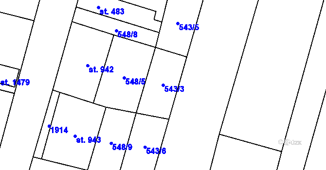 Parcela st. 543/3 v KÚ Libochovice, Katastrální mapa