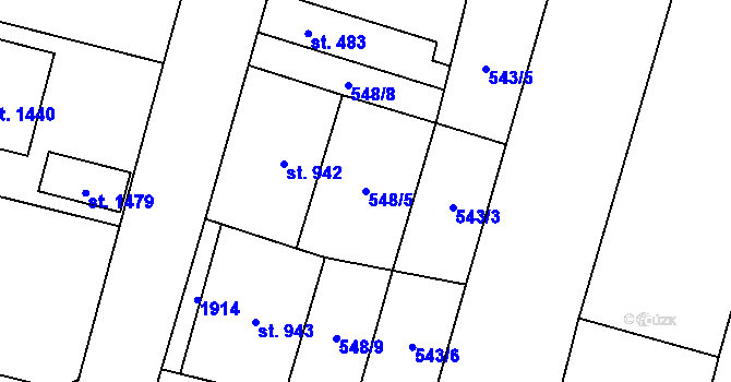 Parcela st. 548/5 v KÚ Libochovice, Katastrální mapa