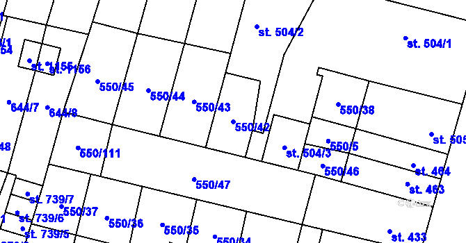 Parcela st. 550/42 v KÚ Libochovice, Katastrální mapa
