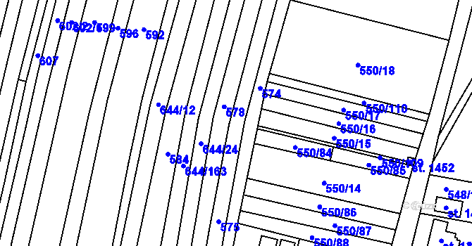 Parcela st. 644/15 v KÚ Libochovice, Katastrální mapa