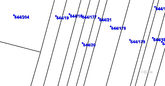 Parcela st. 644/20 v KÚ Libochovice, Katastrální mapa