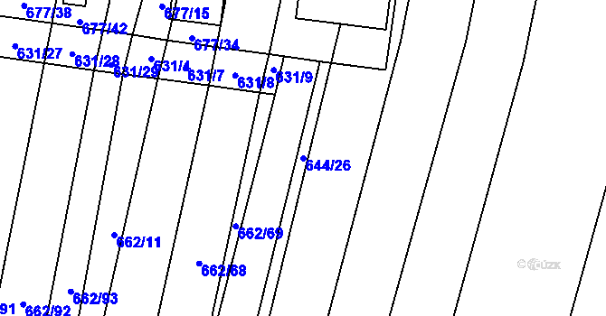 Parcela st. 644/26 v KÚ Libochovice, Katastrální mapa