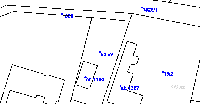 Parcela st. 645/2 v KÚ Libochovice, Katastrální mapa