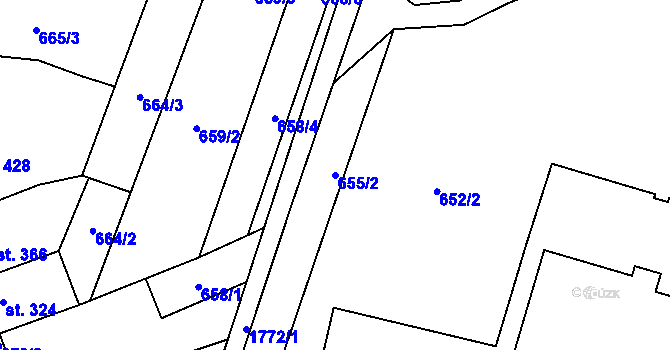 Parcela st. 655/2 v KÚ Libochovice, Katastrální mapa
