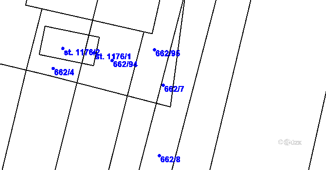 Parcela st. 662/7 v KÚ Libochovice, Katastrální mapa