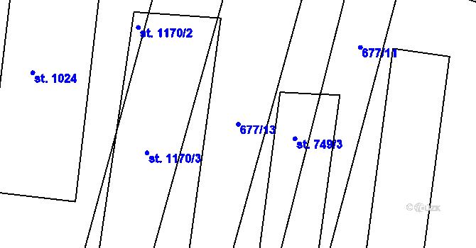 Parcela st. 677/13 v KÚ Libochovice, Katastrální mapa