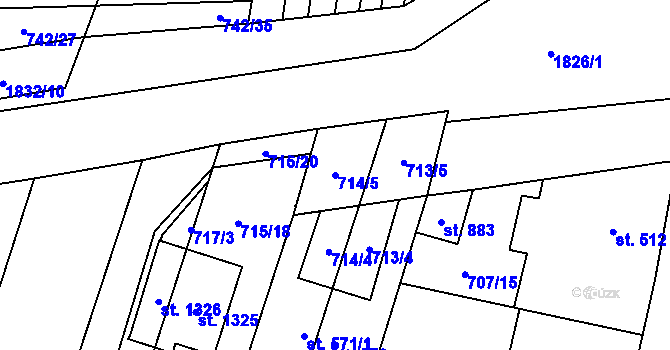 Parcela st. 714/5 v KÚ Libochovice, Katastrální mapa