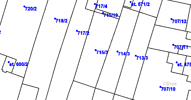 Parcela st. 715/3 v KÚ Libochovice, Katastrální mapa