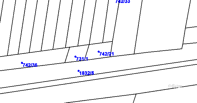 Parcela st. 742/21 v KÚ Libochovice, Katastrální mapa