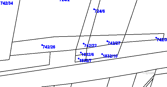 Parcela st. 742/22 v KÚ Libochovice, Katastrální mapa