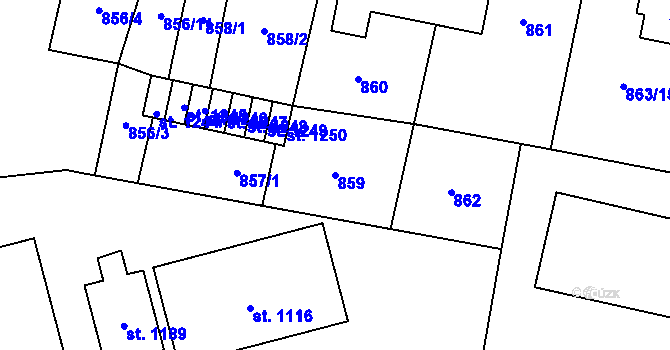 Parcela st. 859 v KÚ Libochovice, Katastrální mapa