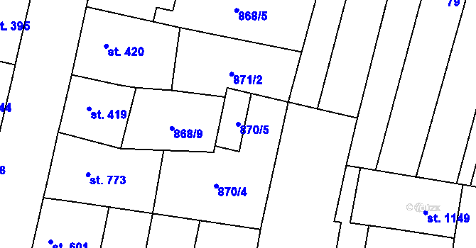 Parcela st. 870/5 v KÚ Libochovice, Katastrální mapa