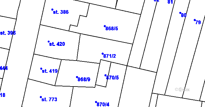 Parcela st. 871/2 v KÚ Libochovice, Katastrální mapa