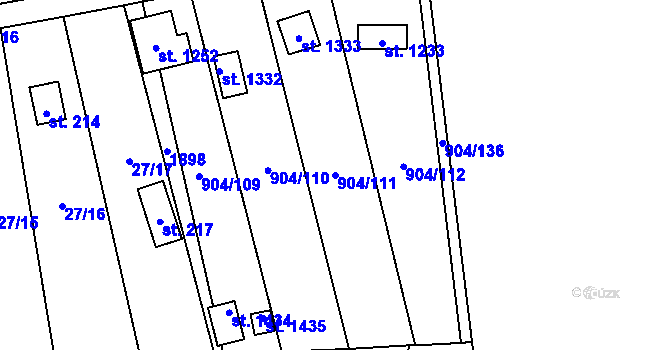Parcela st. 904/111 v KÚ Libochovice, Katastrální mapa