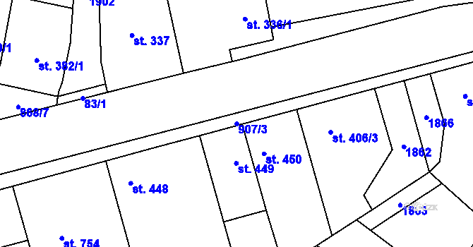 Parcela st. 907/3 v KÚ Libochovice, Katastrální mapa