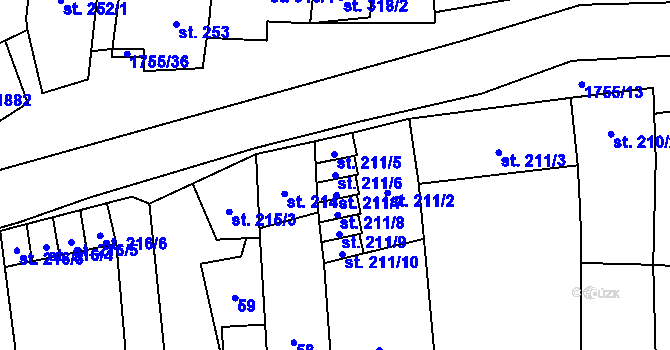 Parcela st. 211/6 v KÚ Libochovice, Katastrální mapa