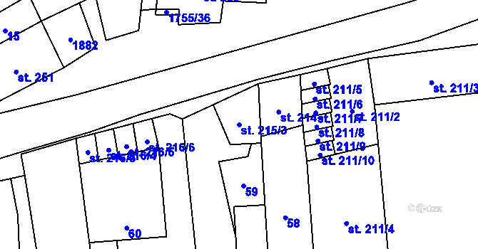 Parcela st. 215/3 v KÚ Libochovice, Katastrální mapa