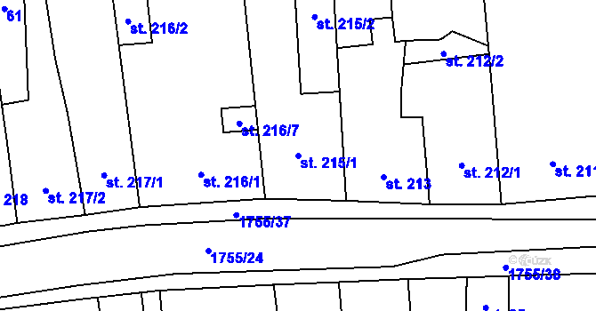 Parcela st. 215/1 v KÚ Libochovice, Katastrální mapa